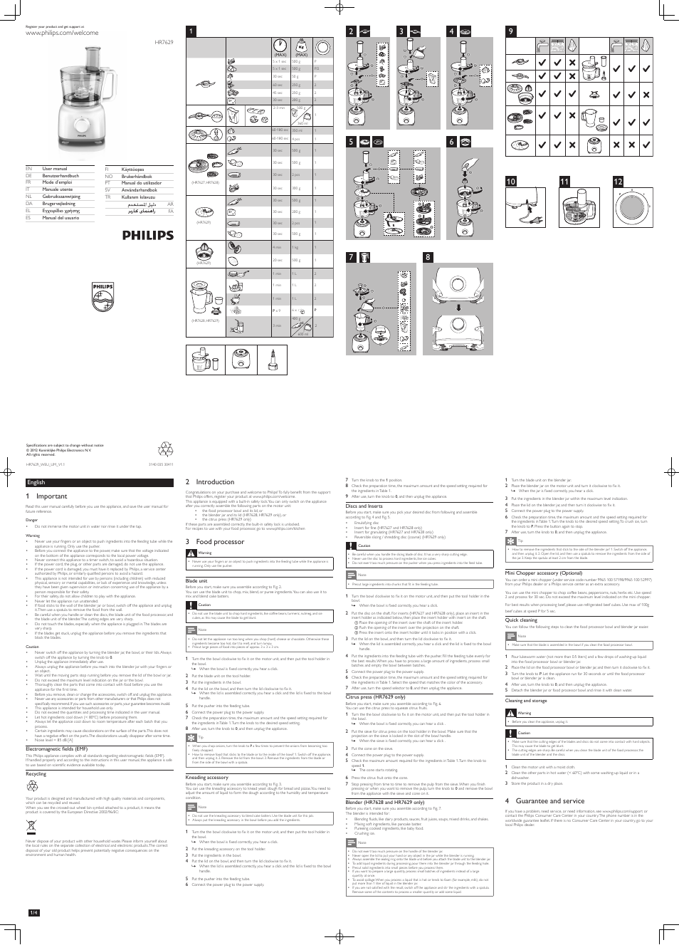 Philips Daily Collection Robot de cocina User Manual | 8 pages