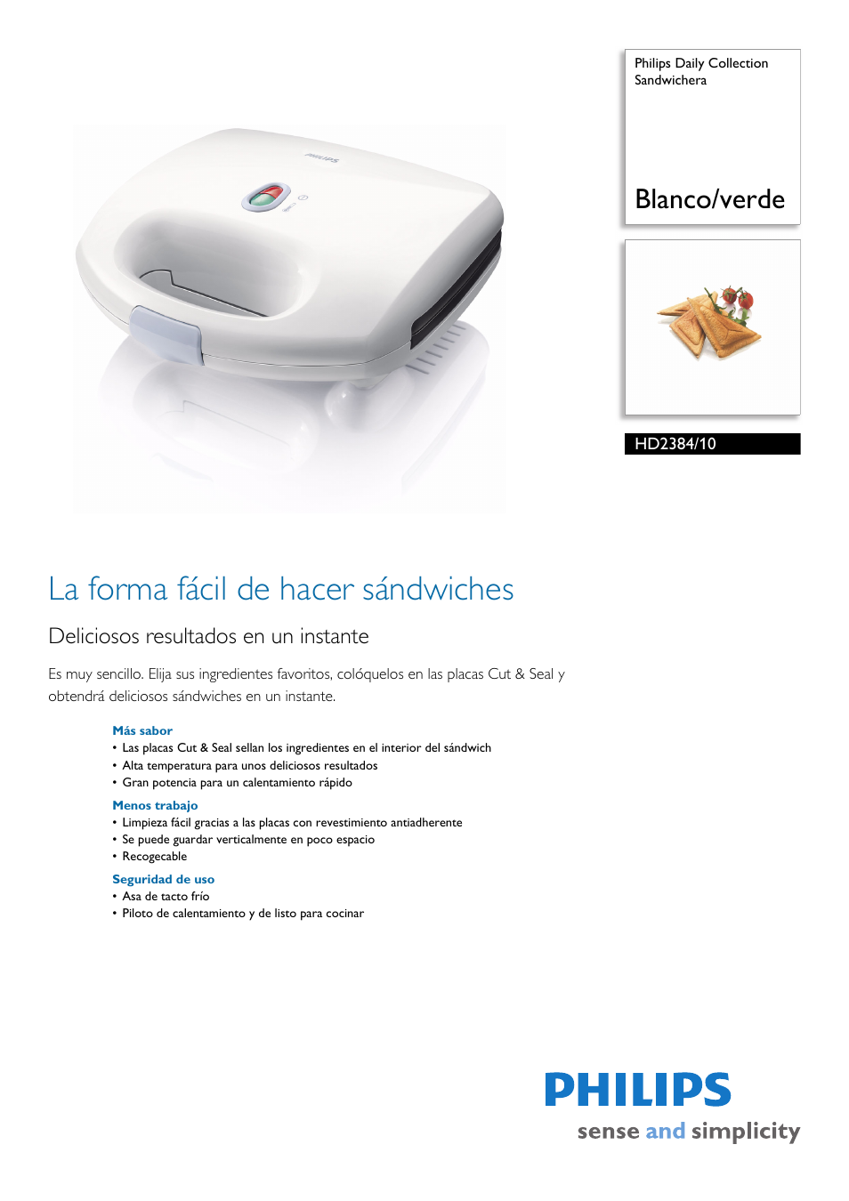 Philips Daily Collection Sandwichera User Manual | 2 pages