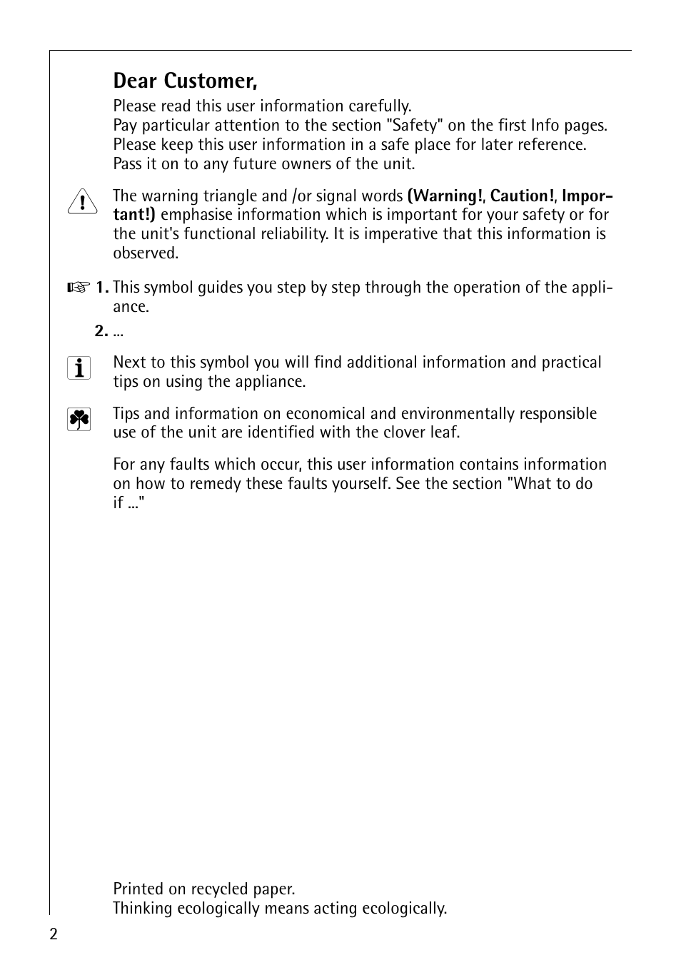 Dear customer | AEG LAVAMAT W 730 User Manual | Page 2 / 52