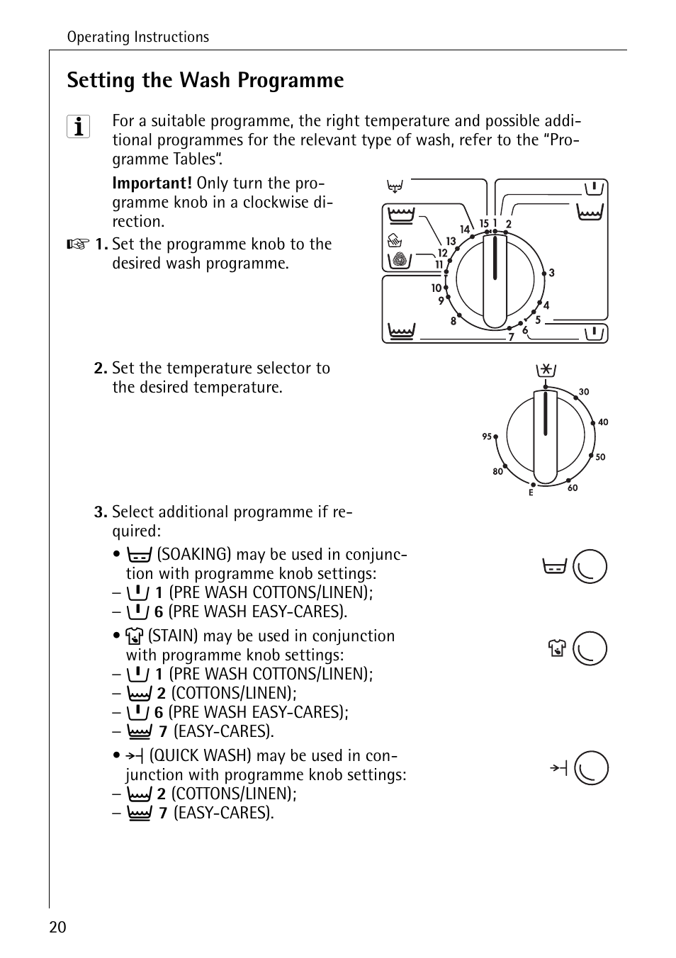 Setting the wash programme | AEG LAVAMAT W 730 User Manual | Page 20 / 52