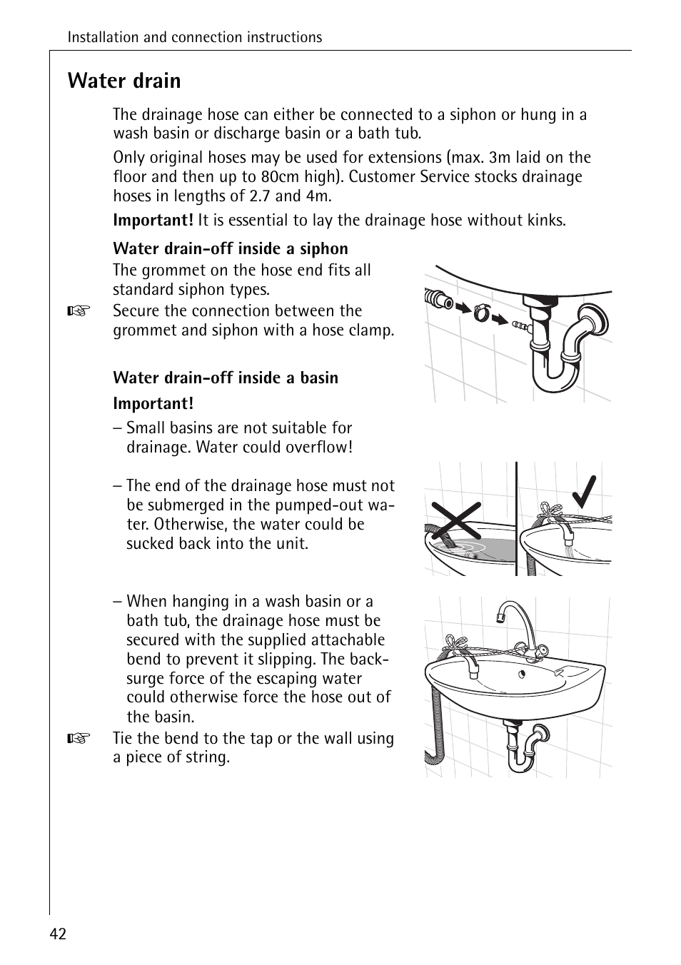 Water drain | AEG LAVAMAT W 730 User Manual | Page 42 / 52