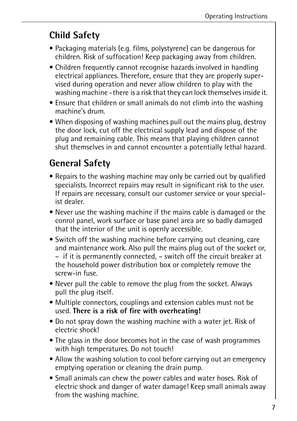 Child safety, General safety | AEG LAVAMAT W 730 User Manual | Page 7 / 52