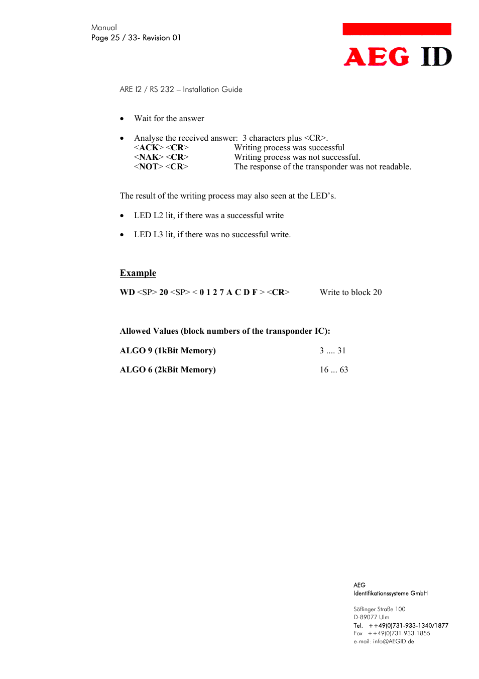 AEG COMPACT READER ARE I2 User Manual | Page 25 / 33
