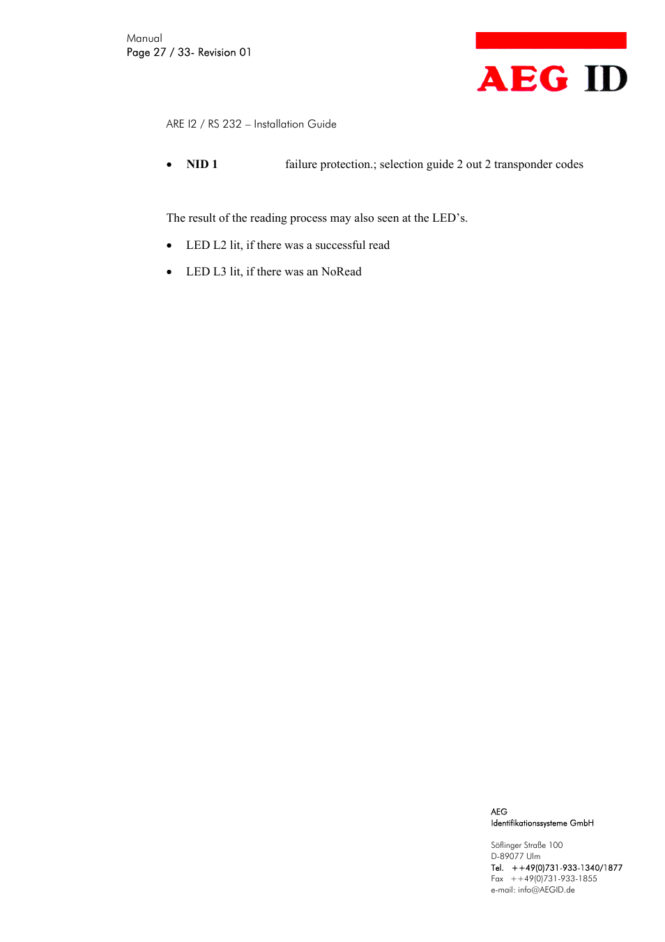 AEG COMPACT READER ARE I2 User Manual | Page 27 / 33