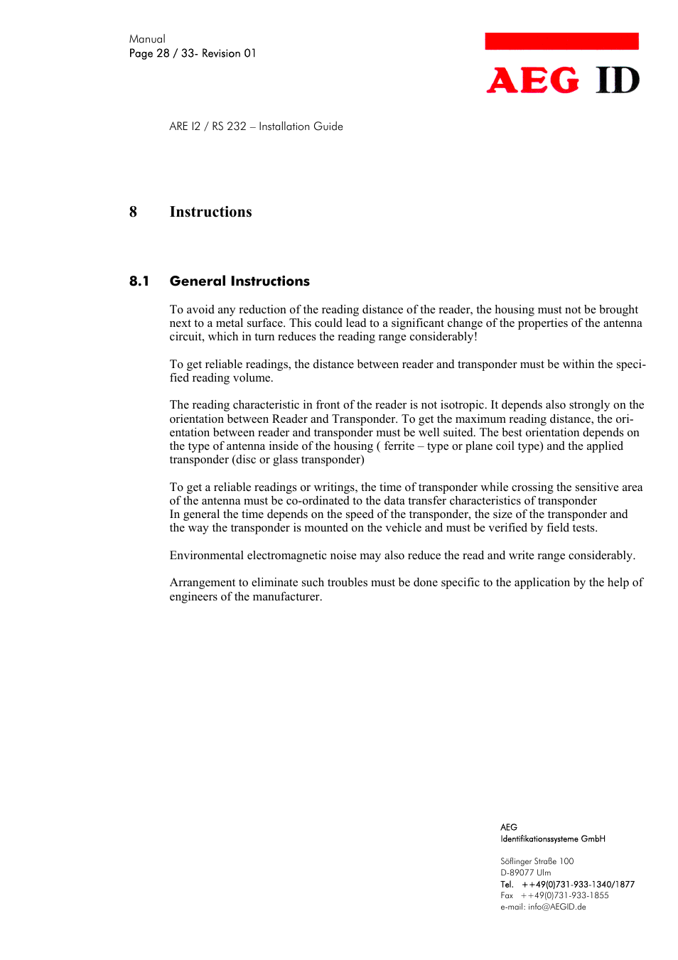 8instructions | AEG COMPACT READER ARE I2 User Manual | Page 28 / 33