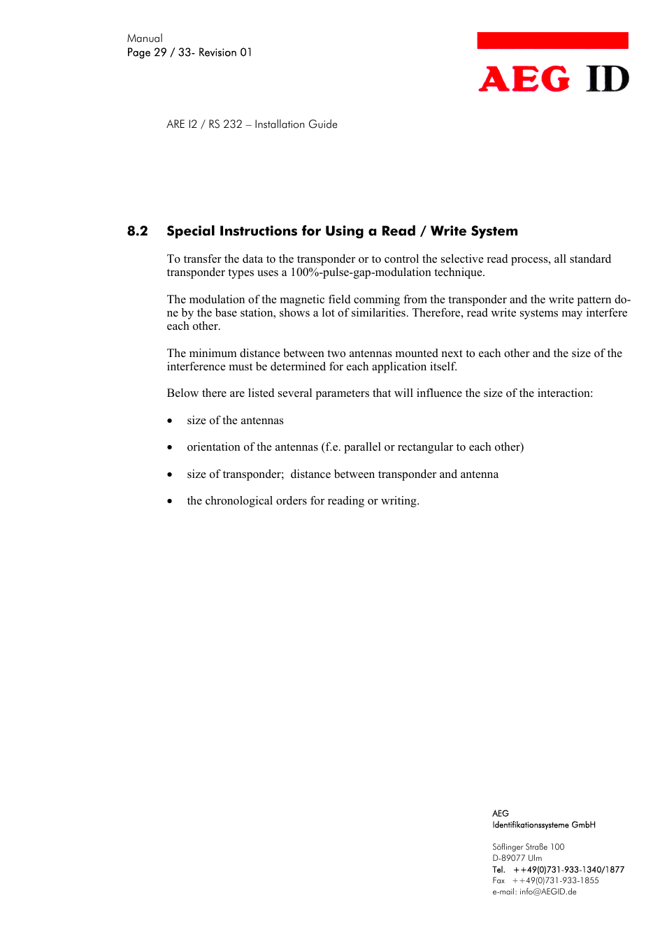 AEG COMPACT READER ARE I2 User Manual | Page 29 / 33