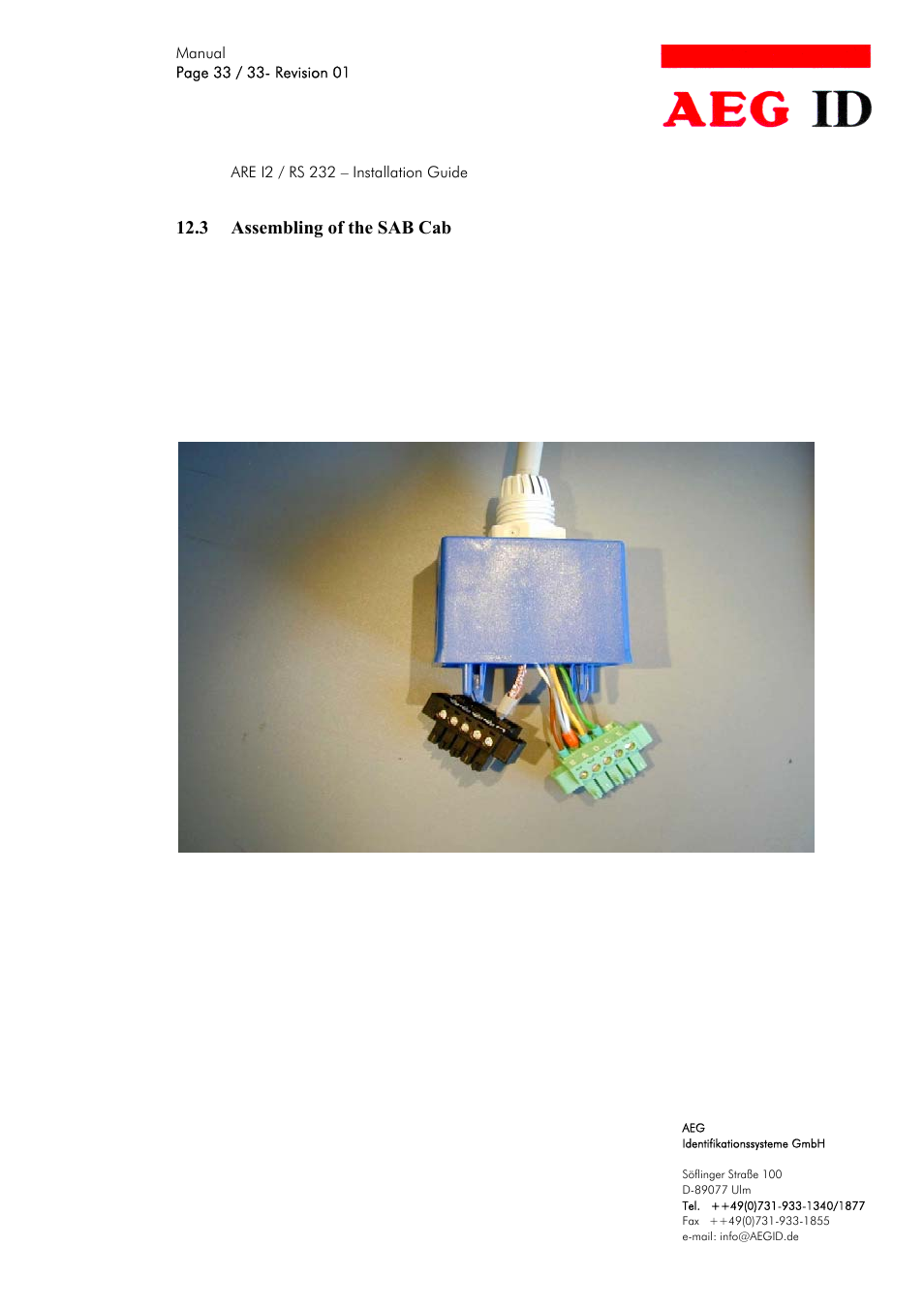 3 assembling of the sab cab | AEG COMPACT READER ARE I2 User Manual | Page 33 / 33