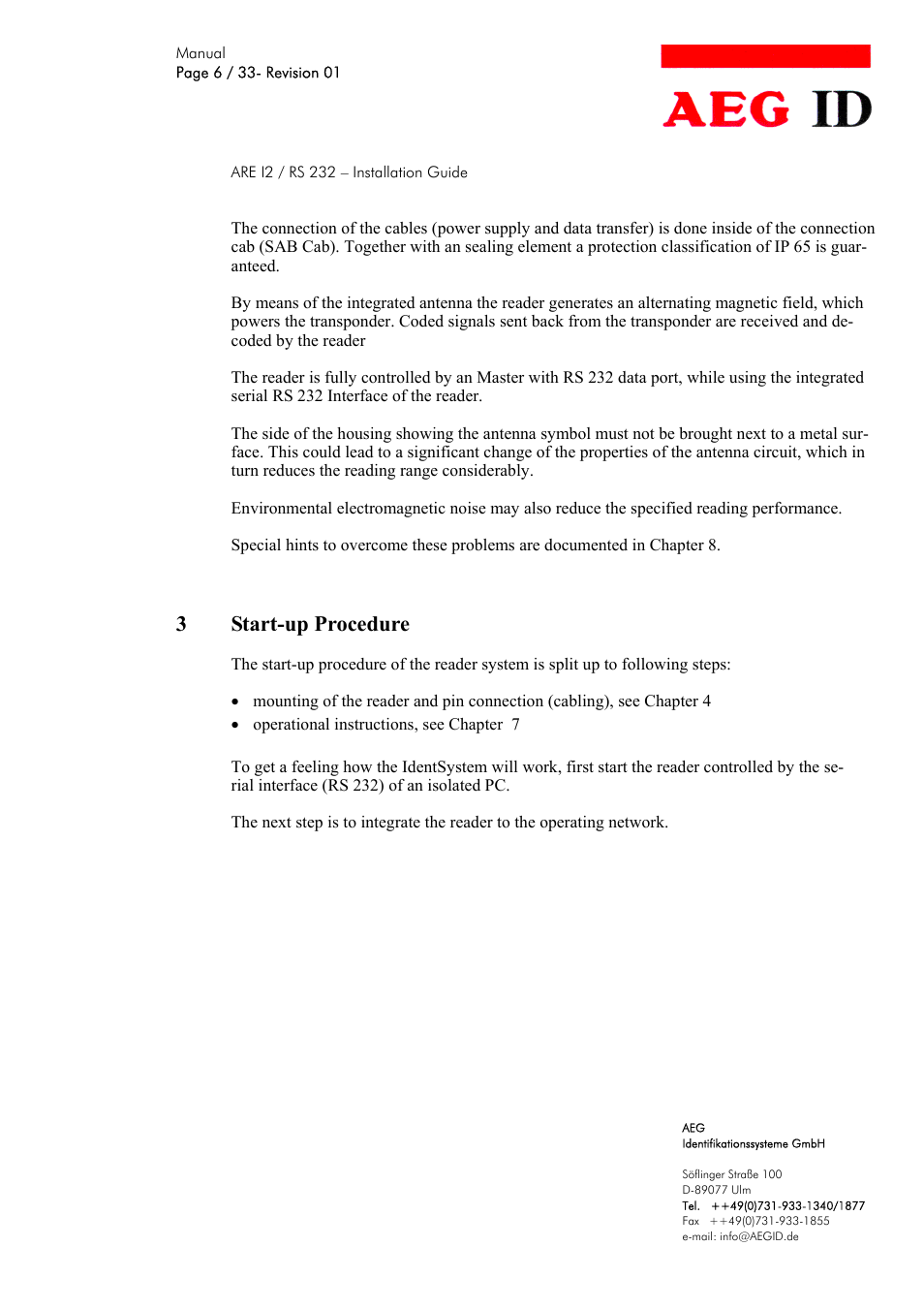 3start-up procedure | AEG COMPACT READER ARE I2 User Manual | Page 6 / 33