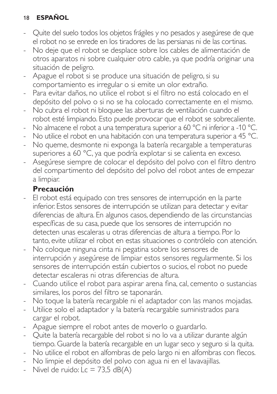 Philips Robot aspirador User Manual | Page 18 / 52