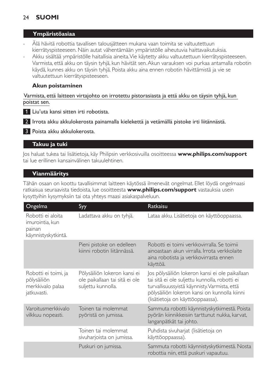 Philips Robot aspirador User Manual | Page 24 / 52
