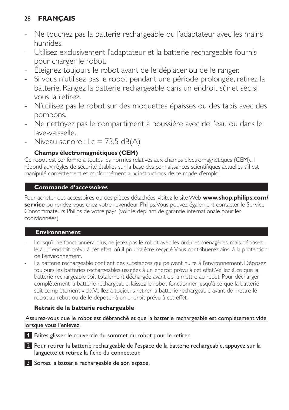 Philips Robot aspirador User Manual | Page 28 / 52