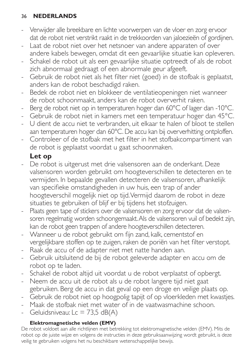 Philips Robot aspirador User Manual | Page 36 / 52