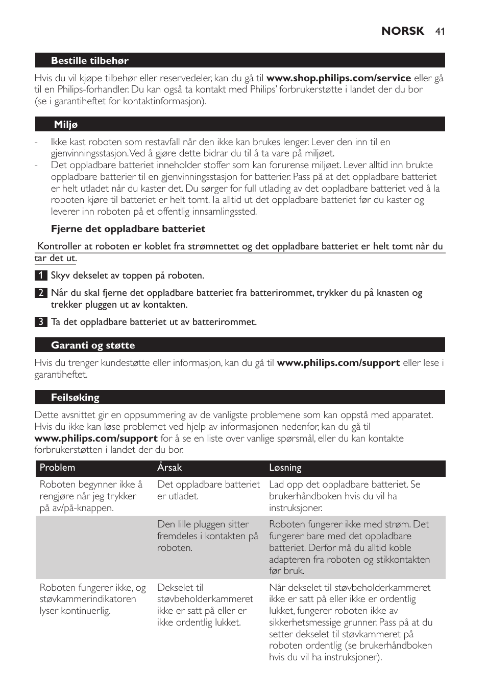 Philips Robot aspirador User Manual | Page 41 / 52