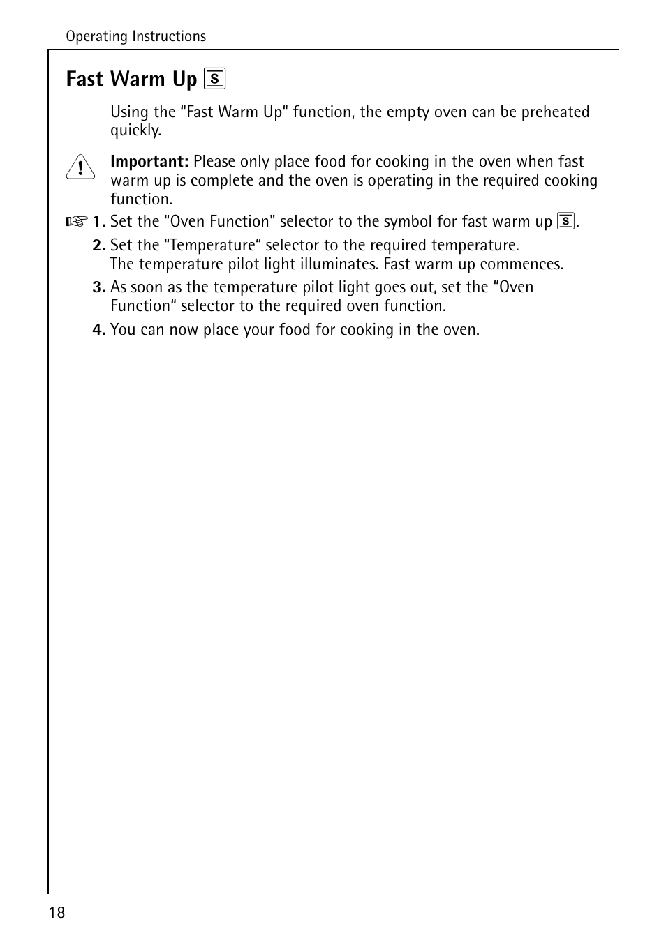 Fast warm up r | AEG COMPETENCE B 4100 User Manual | Page 18 / 60