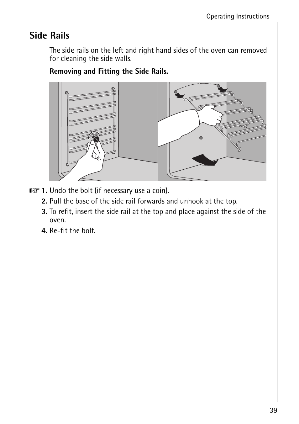 Side rails | AEG COMPETENCE B 4100 User Manual | Page 39 / 60
