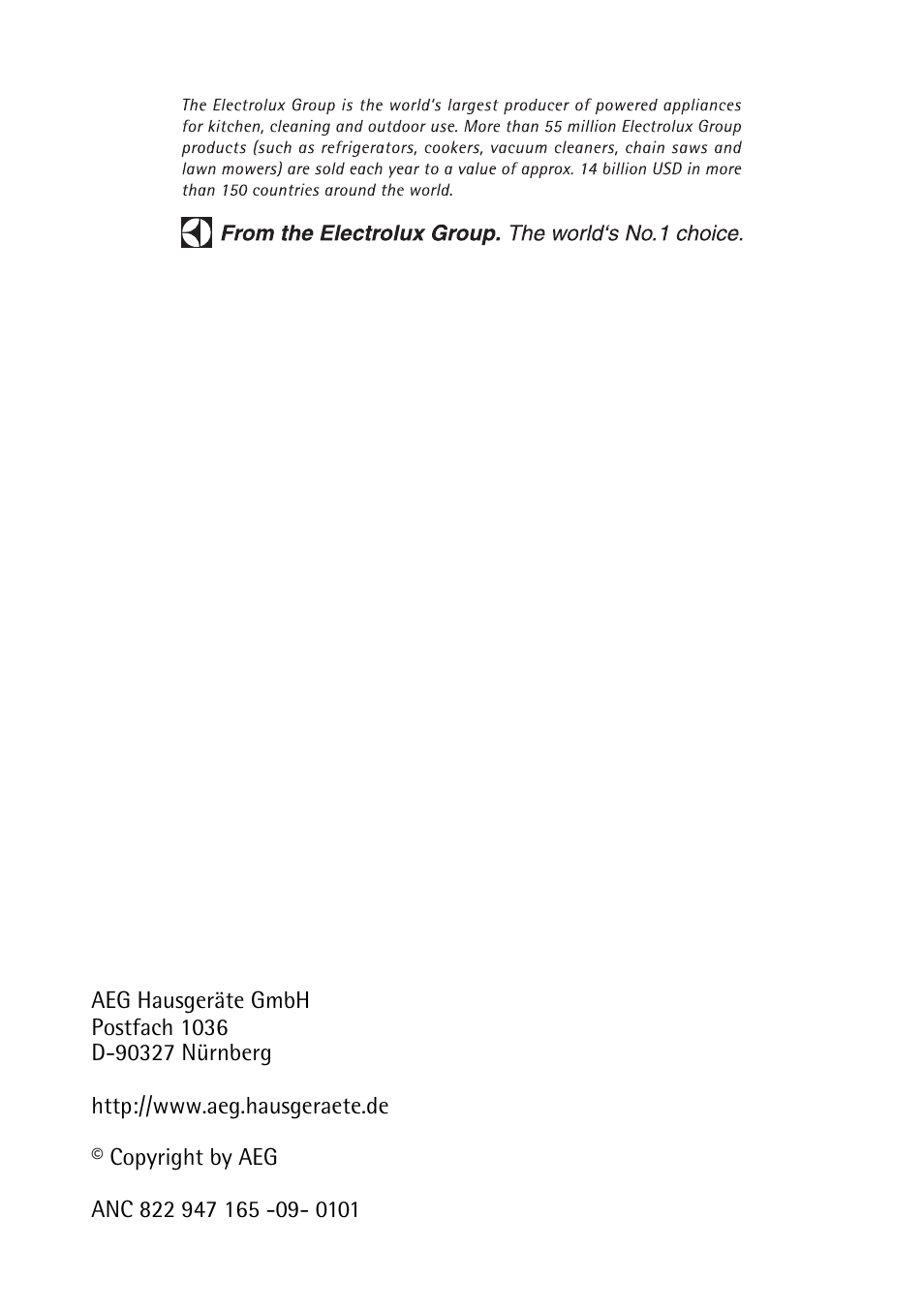 AEG COMPETENCE B 4100 User Manual | Page 60 / 60