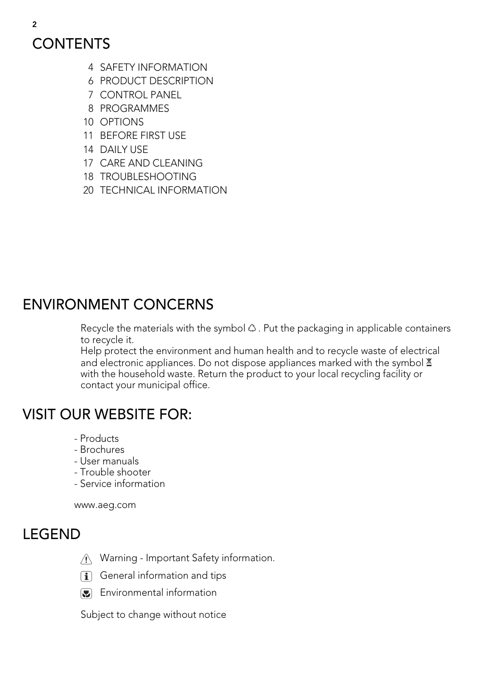 AEG 88009 User Manual | Page 2 / 24