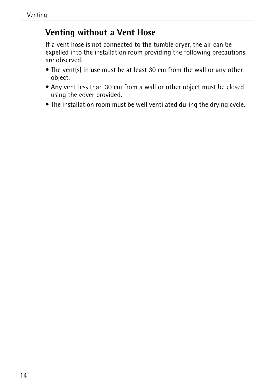 Venting without a vent hose | AEG LAVATHERM 33600 User Manual | Page 14 / 40