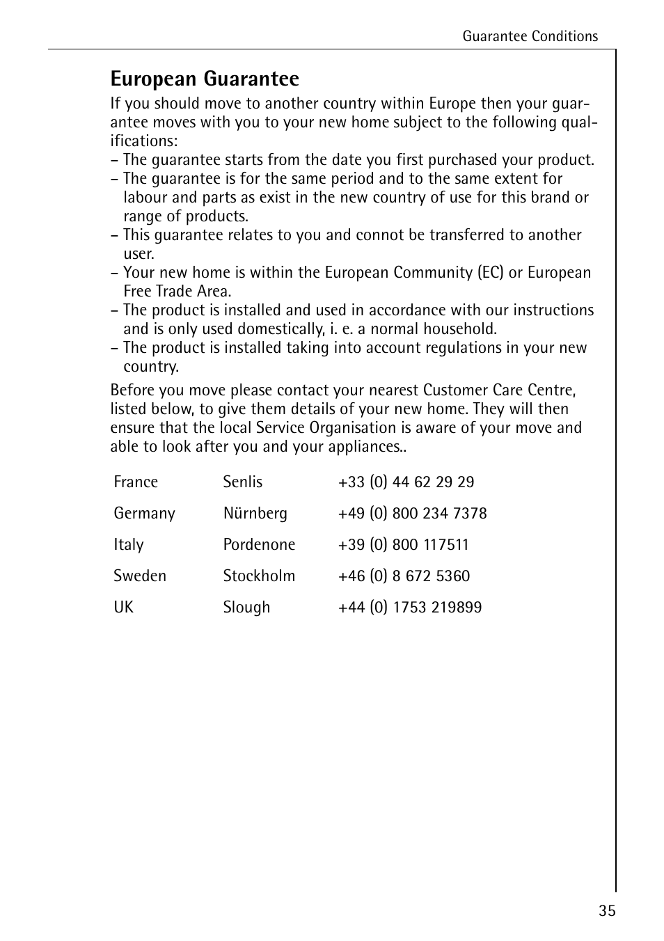European guarantee | AEG LAVATHERM 33600 User Manual | Page 35 / 40