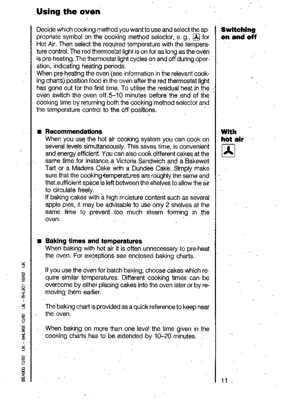 Using the oven | AEG 312B User Manual | Page 11 / 29