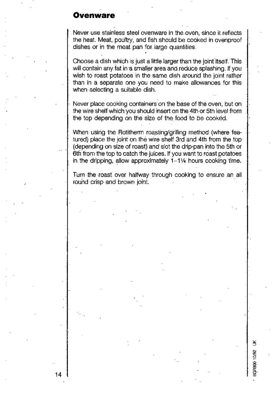 Ovenware | AEG 312B User Manual | Page 14 / 29