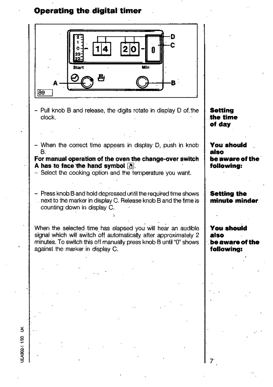 Operating the digital timer | AEG 312B User Manual | Page 7 / 29
