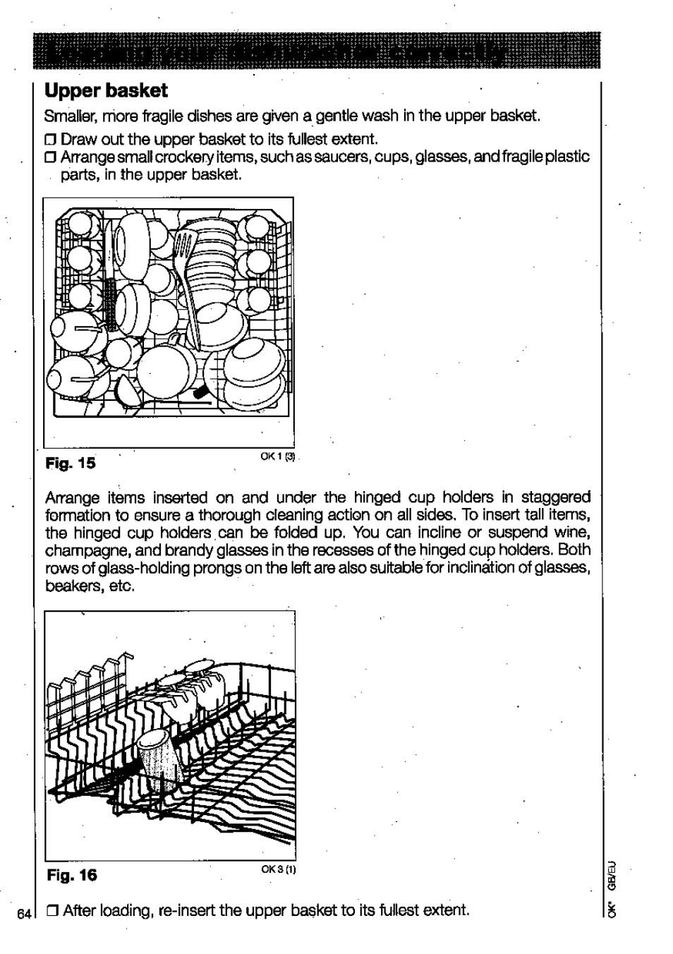 Upper basket | AEG OKO FAVORIT 3130 User Manual | Page 24 / 40