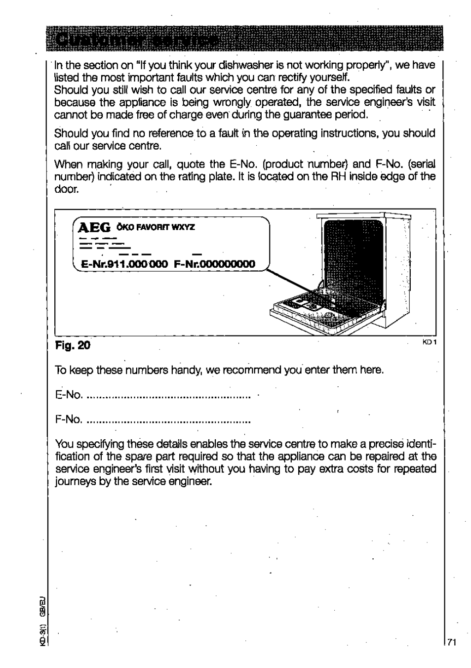 AEG OKO FAVORIT 3130 User Manual | Page 31 / 40