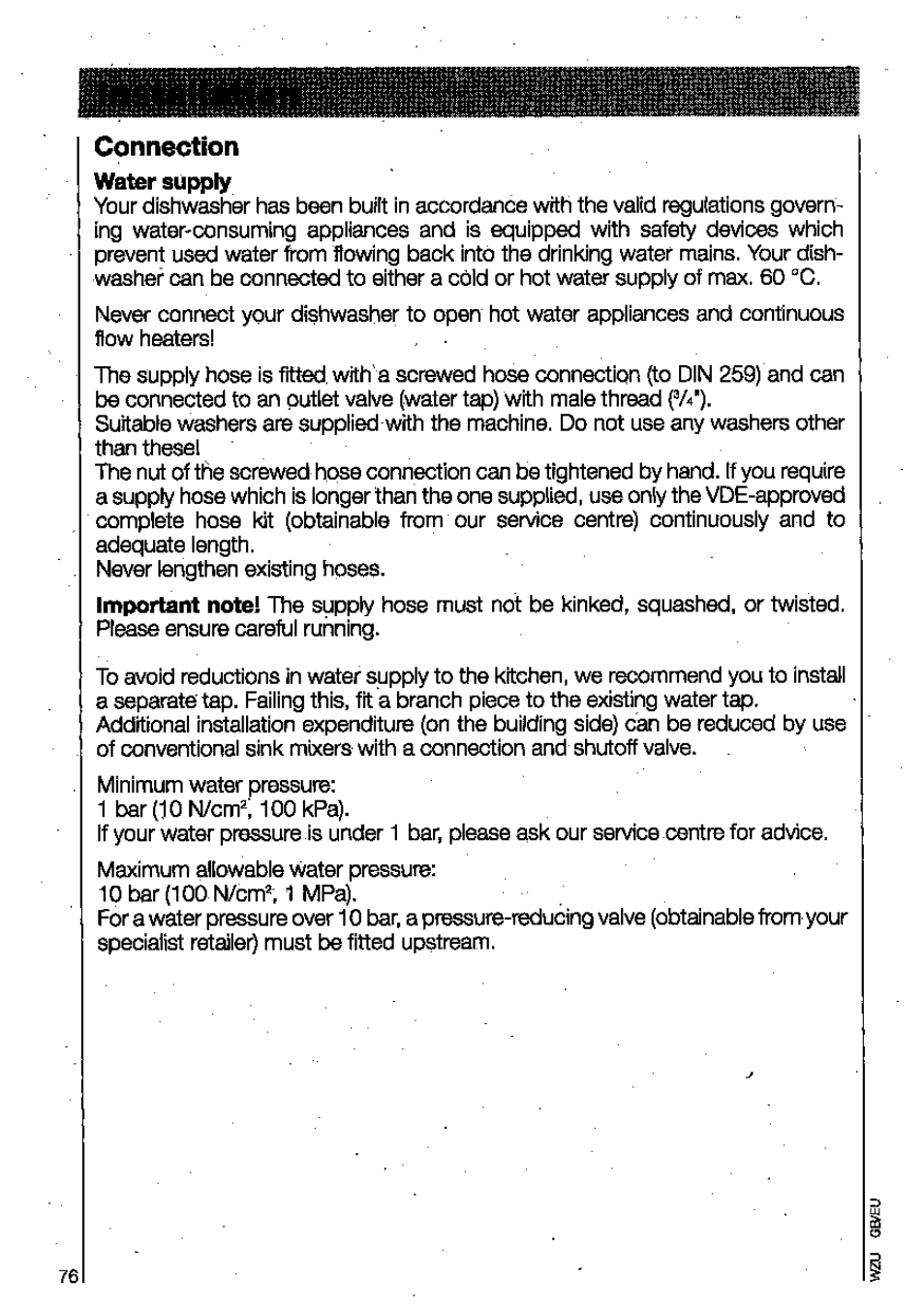 Connection | AEG OKO FAVORIT 3130 User Manual | Page 36 / 40