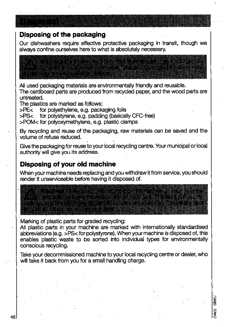 Disposing of the packaging, Disposing of your old machine | AEG OKO FAVORIT 3130 User Manual | Page 6 / 40