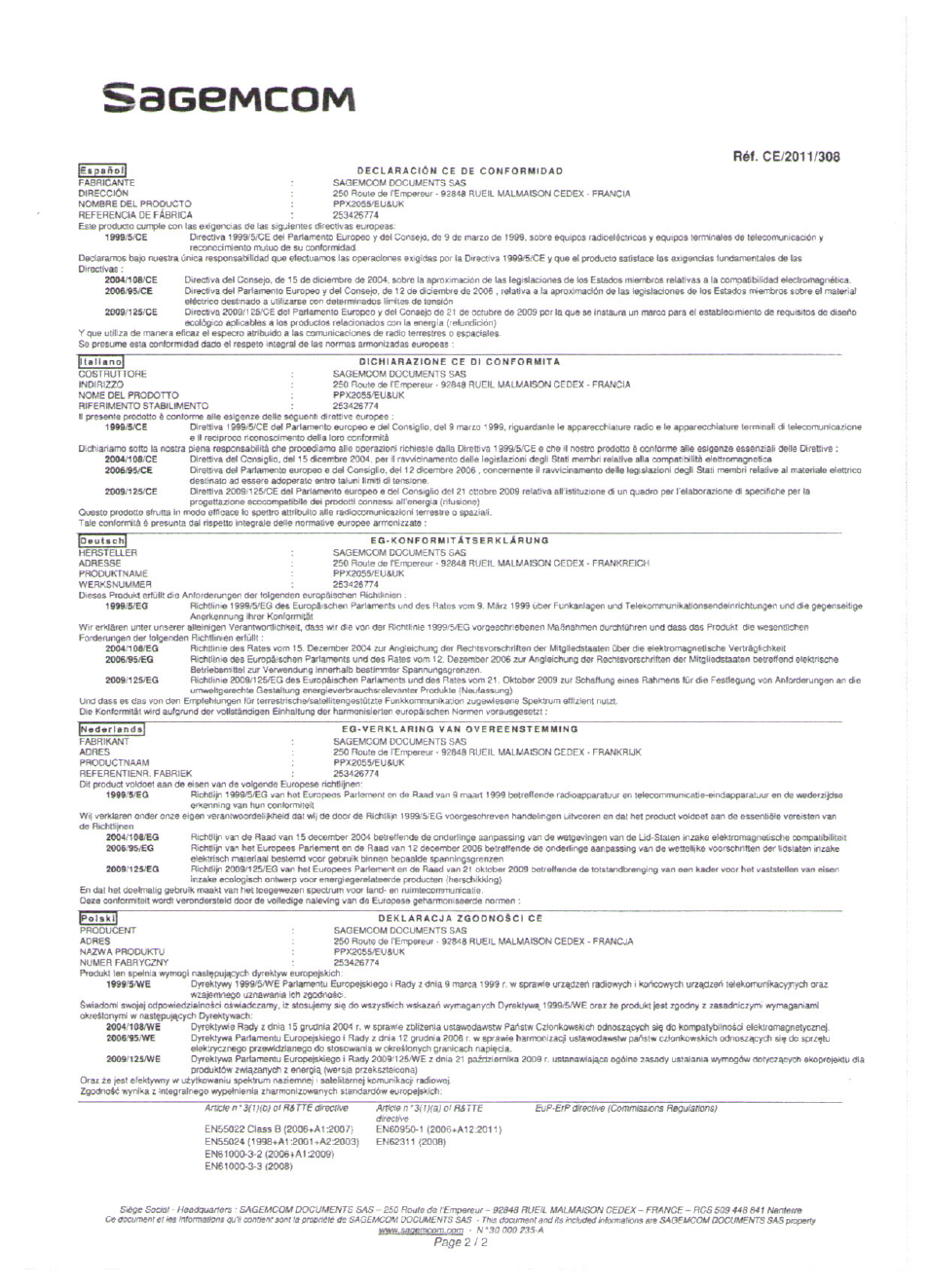 6 » p a н, Saggmcom, Tfllanol | Loeutecbl, Inederlandal, Page 2/2 | Philips PicoPix Proyector de bolsillo User Manual | Page 2 / 2