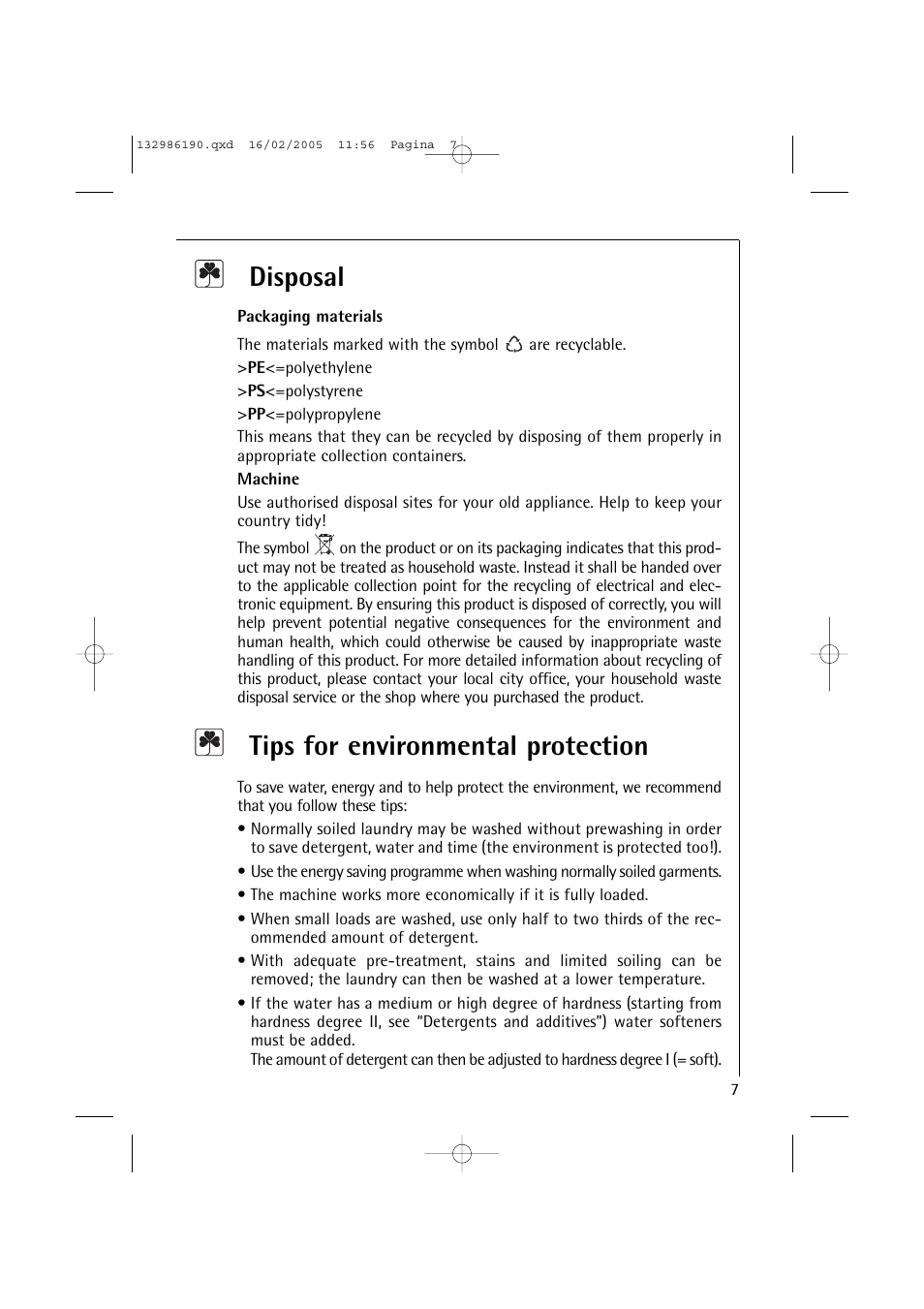 Disposal, Tips for environmental protection | AEG 1246 EL User Manual | Page 7 / 44