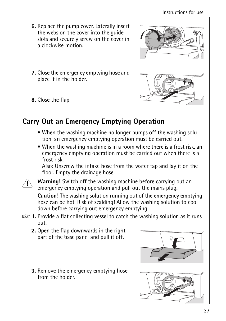 Carry out an emergency emptying operation | AEG 7200 User Manual | Page 37 / 56