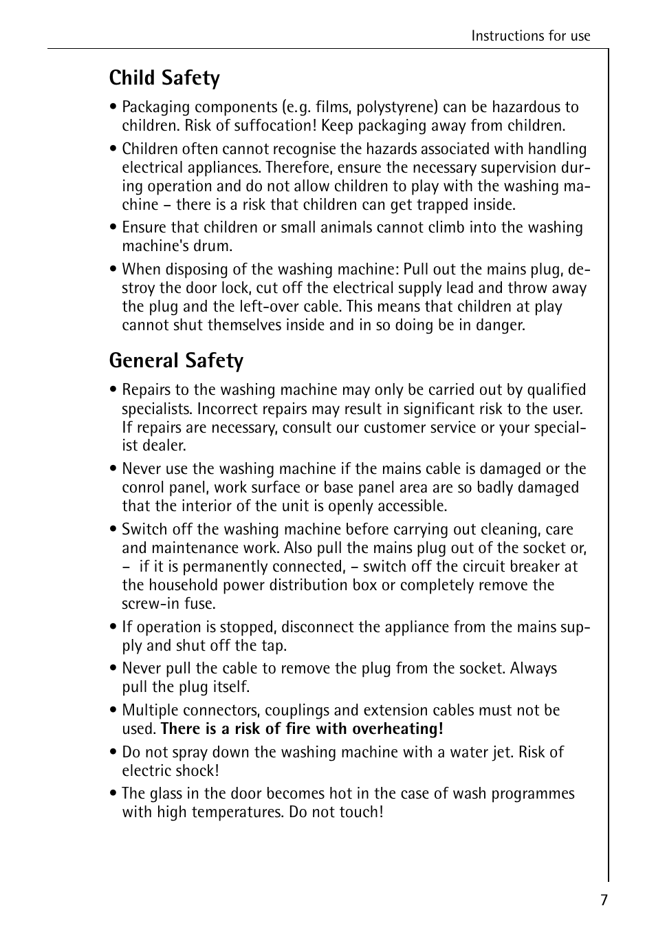 Child safety, General safety | AEG 7200 User Manual | Page 7 / 56