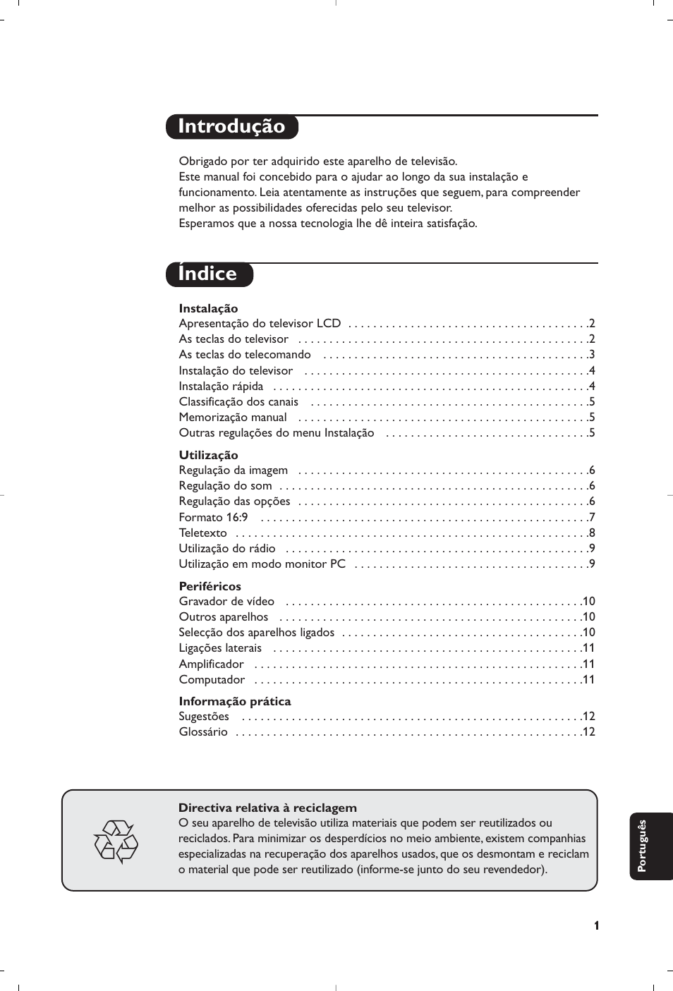 Introdução índice | Philips Streamium Flat TV User Manual | Page 123 / 136