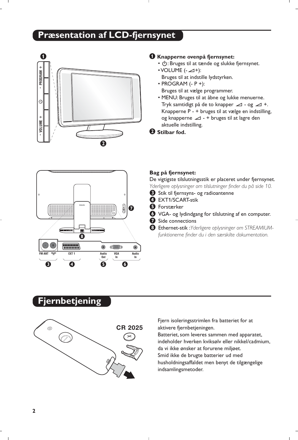 Præsentation af lcd-fjernsynet fjernbetjening | Philips Streamium Flat TV User Manual | Page 64 / 136