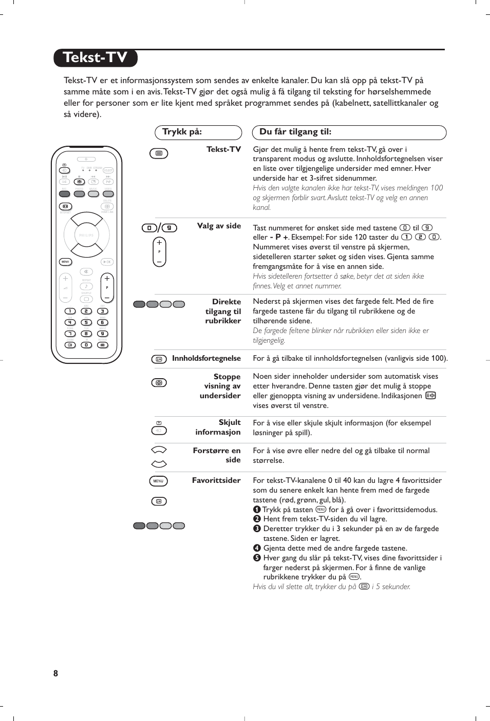 Tekst-tv, У т с | Philips Streamium Flat TV User Manual | Page 82 / 136