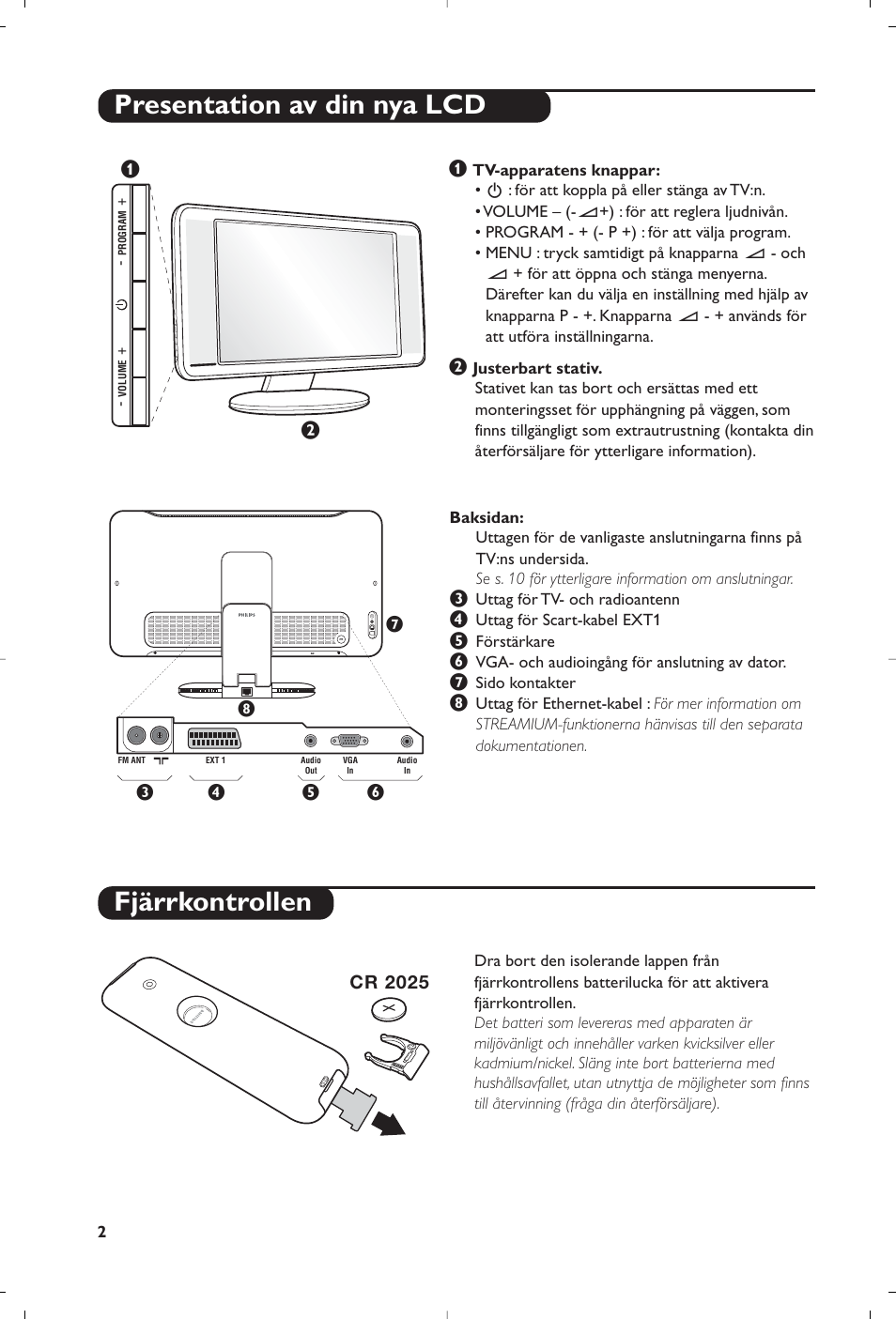 Presentation av din nya lcd fjärrkontrollen | Philips Streamium Flat TV User Manual | Page 88 / 136