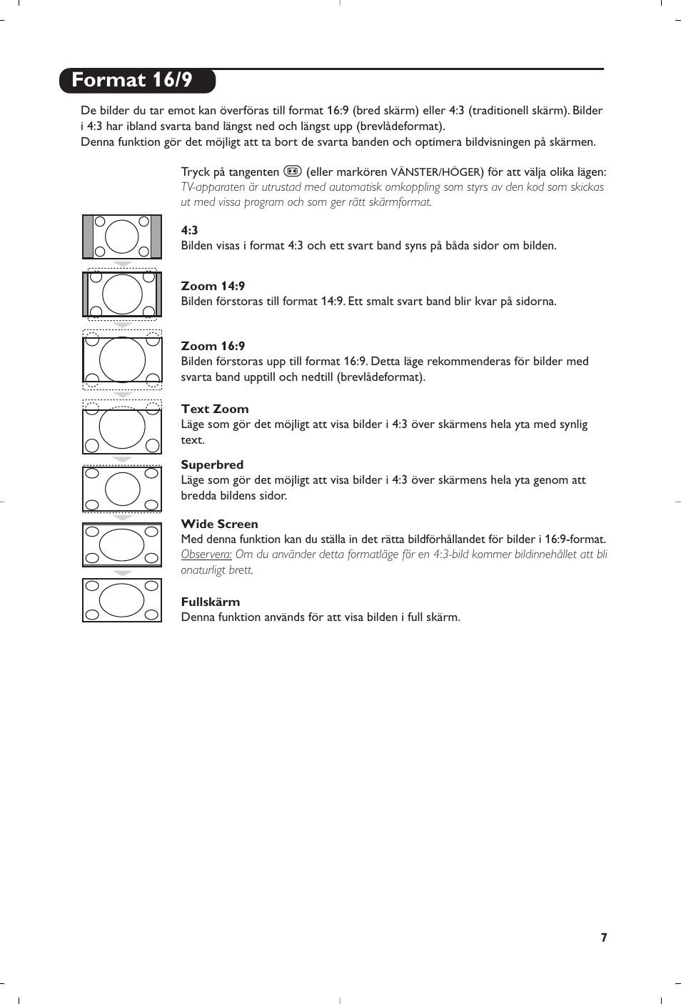 Format 16/9 | Philips Streamium Flat TV User Manual | Page 93 / 136