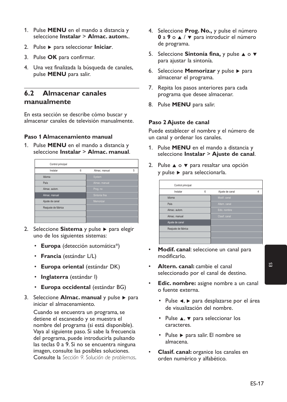 2 almacenar canales manualmente | Philips TV LCD User Manual | Page 20 / 32