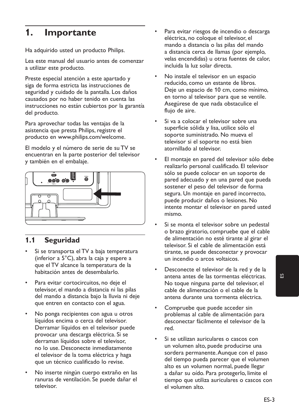 Importante 1, 1 seguridad | Philips TV LCD User Manual | Page 6 / 32