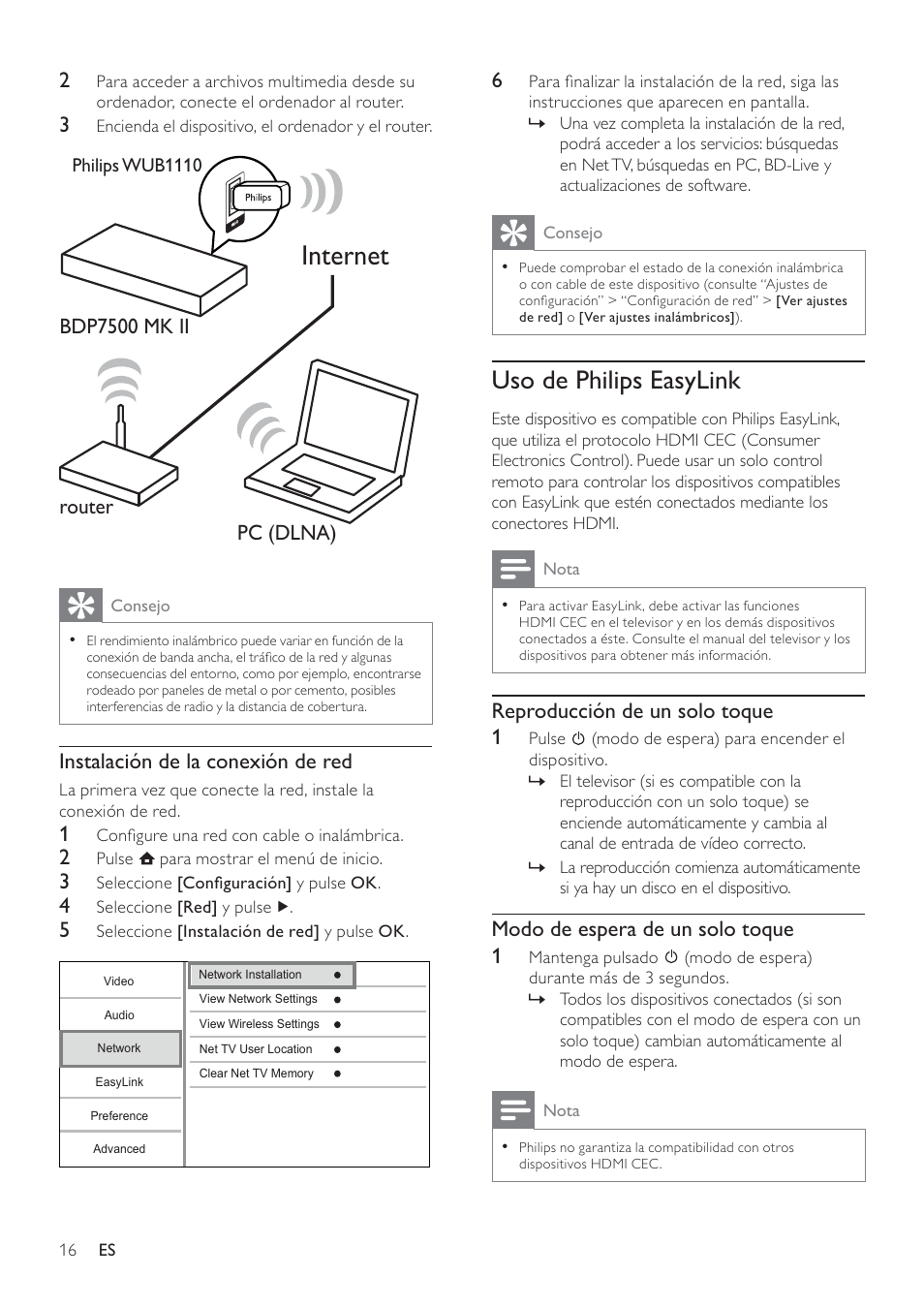 Philips 7000 series Reproductor de Blu-ray Disc User Manual | Page 16 / 57