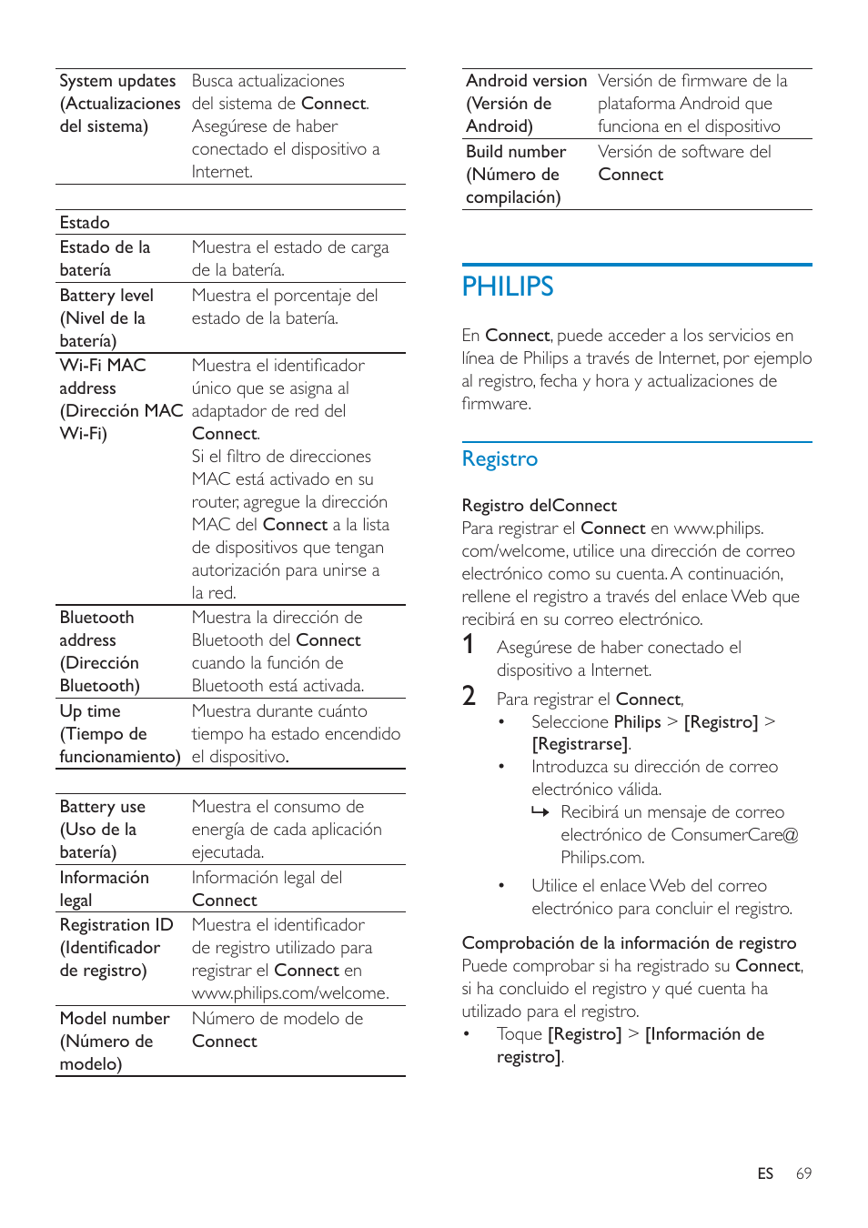 Accesibilidad, Date & time (fecha y hora), Ajuste automático | Ajuste manual, Información, Mediante los servicios en línea de philips, Frqvxowh, Philips | Philips GoGEAR Mini tableta con Android™ User Manual | Page 69 / 76