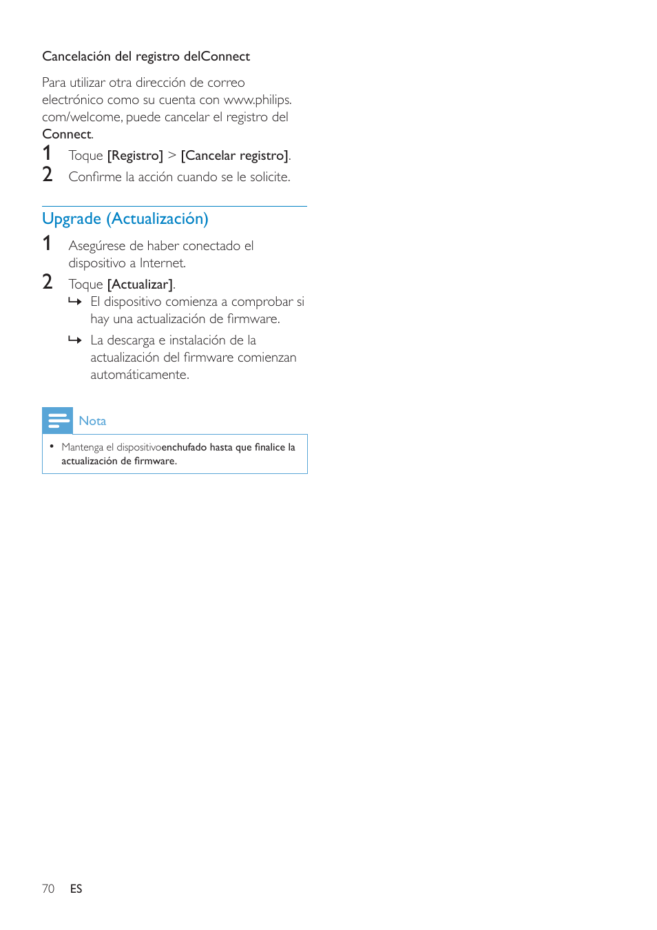 Philips, Registro | Philips GoGEAR Mini tableta con Android™ User Manual | Page 70 / 76