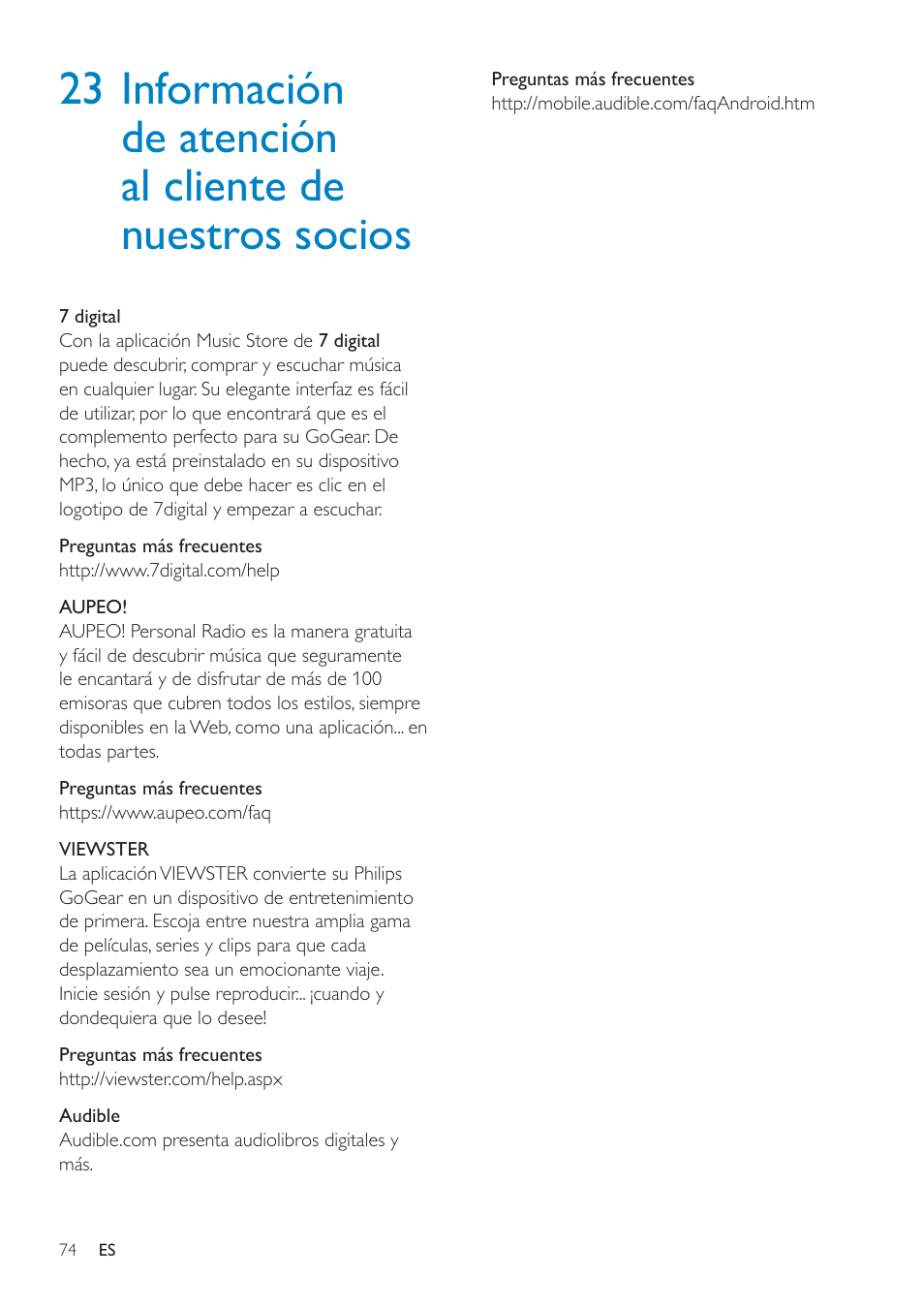 Requisitos del sistema para pc | Philips GoGEAR Mini tableta con Android™ User Manual | Page 74 / 76