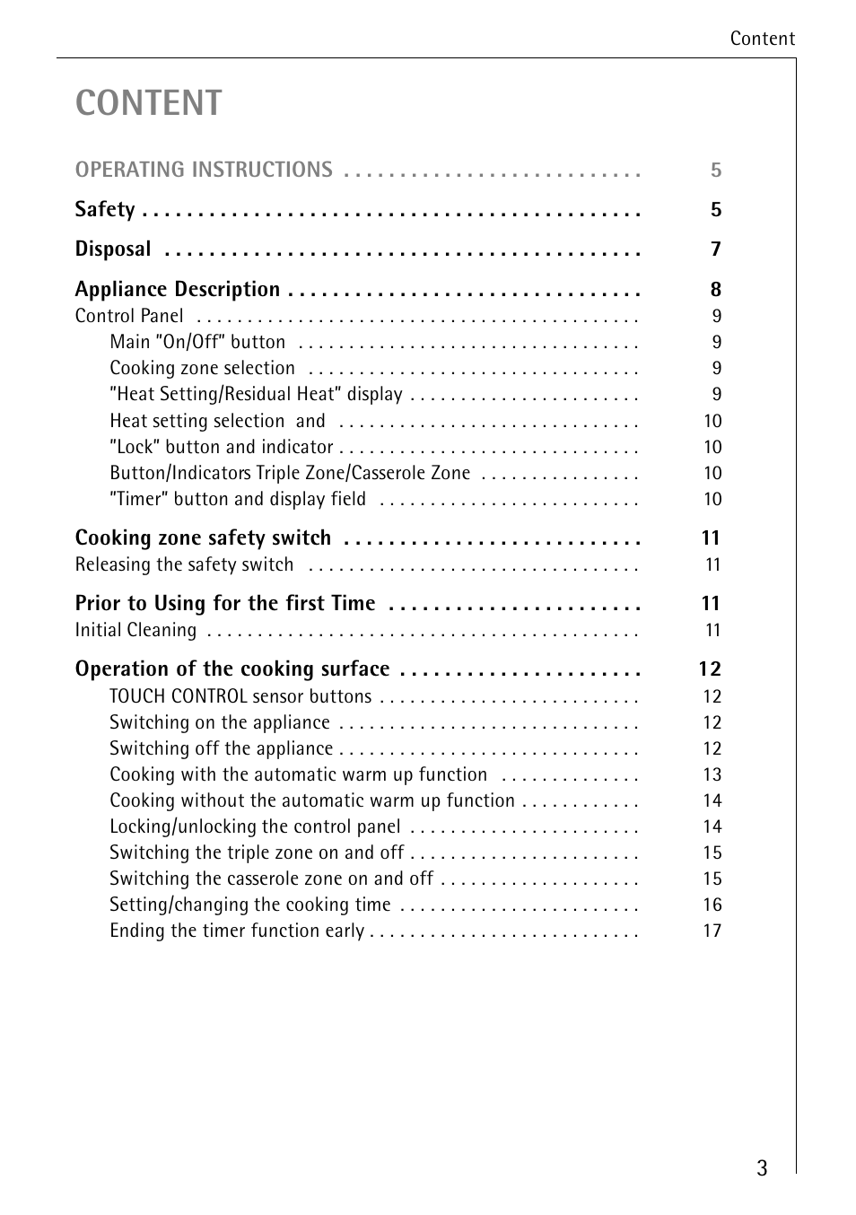 Content | AEG 95300KA-MN User Manual | Page 3 / 32