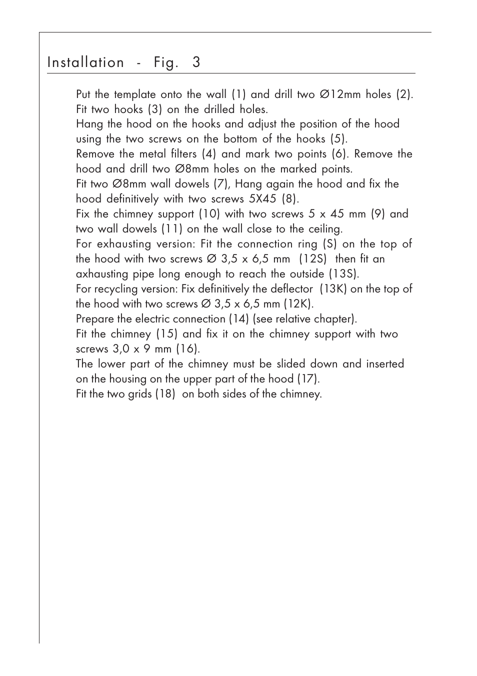 Installation - fig. 3 | AEG DUNSTABZUGSHAUBE 825 D User Manual | Page 10 / 17