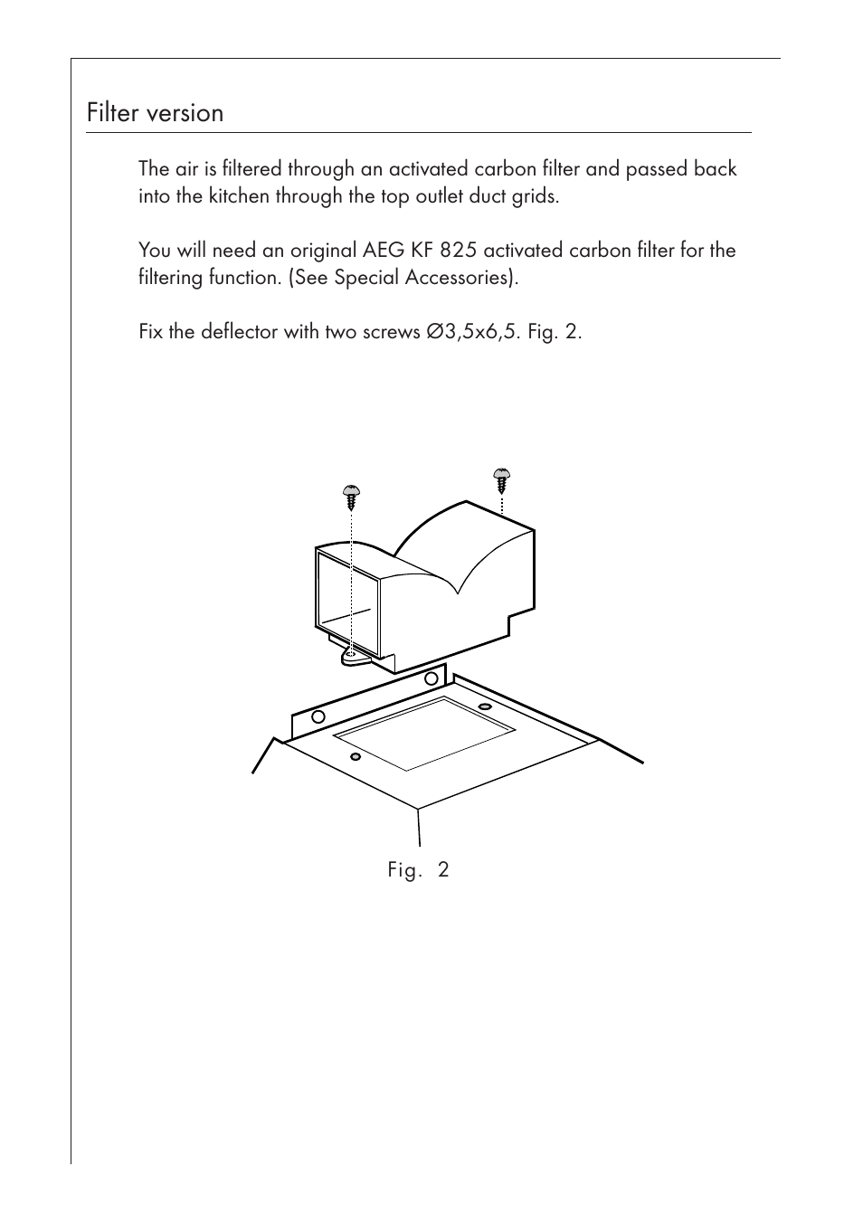 Filter version | AEG DUNSTABZUGSHAUBE 825 D User Manual | Page 4 / 17
