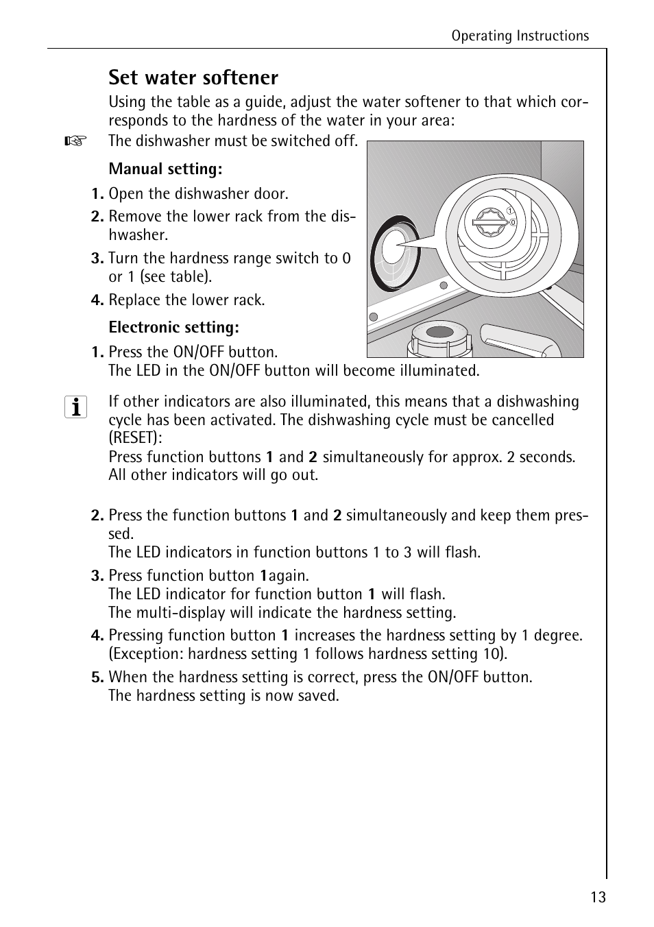 Set water softener | AEG FAVORIT 88050 I User Manual | Page 13 / 56