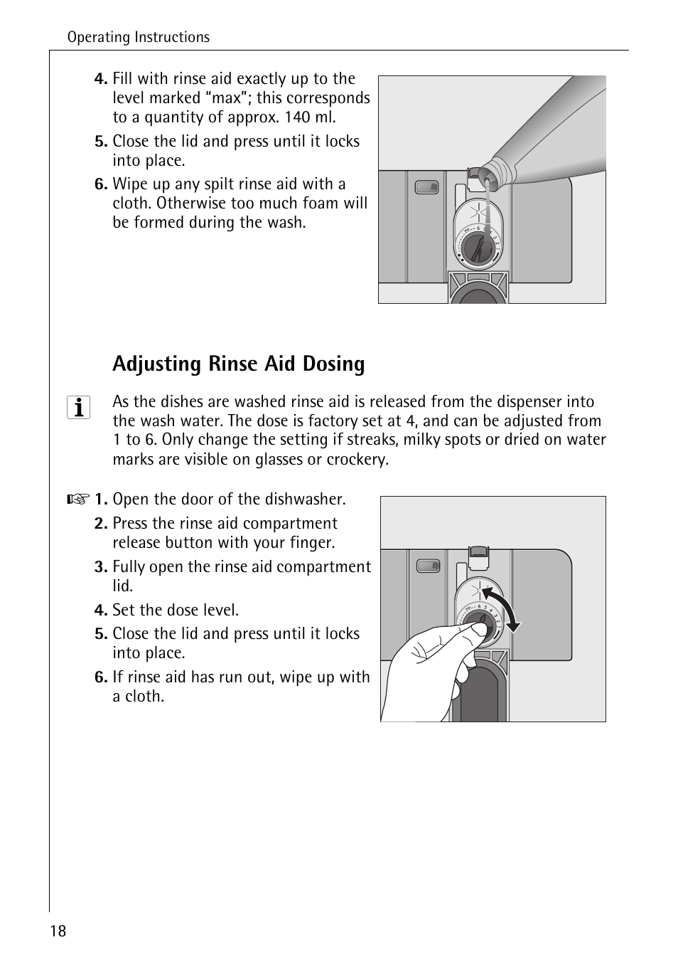 Adjusting rinse aid dosing | AEG FAVORIT 88050 I User Manual | Page 18 / 56